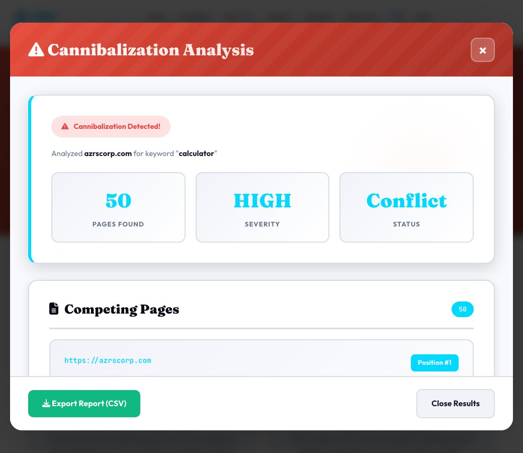 Step 1 — starting Content Cannibalization Checker on AZRS QuickFix